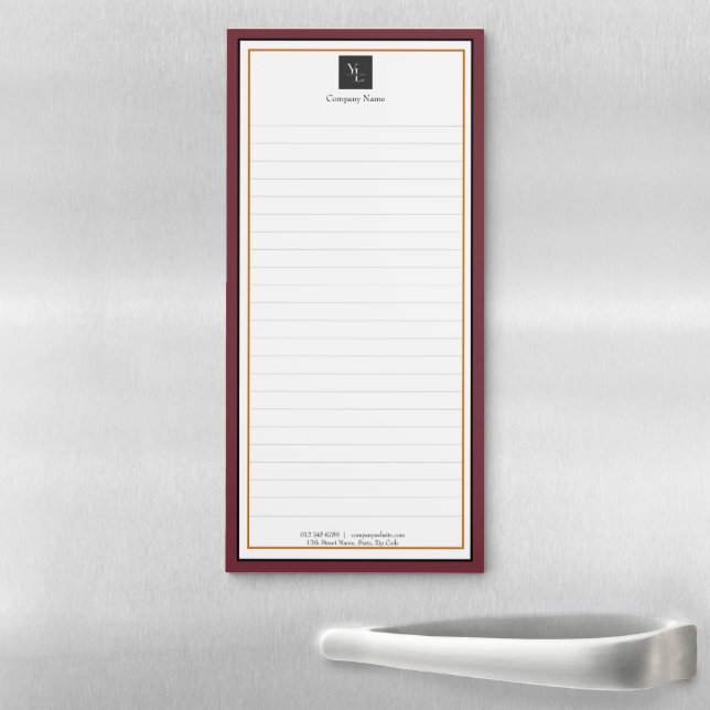 Modern Red White Gold with Business Logo Magnetic Notepad (In Situ)