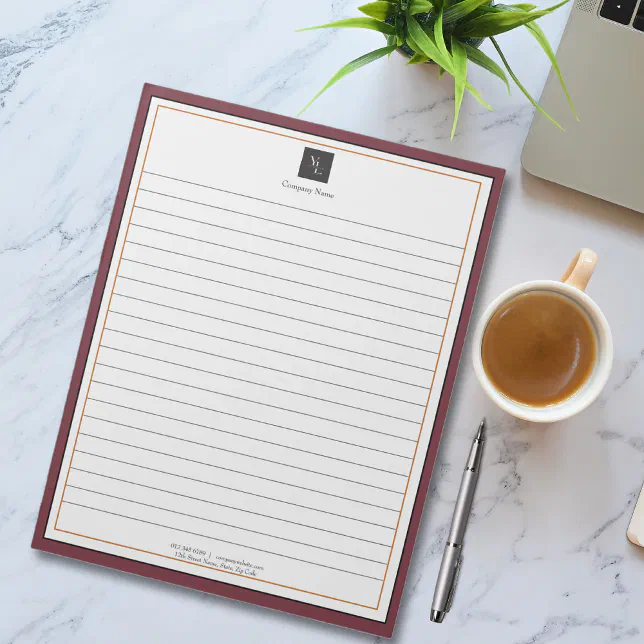 Note Pad Plus Red Modern Red White Gold with Business Logo Notepad | Zazzle