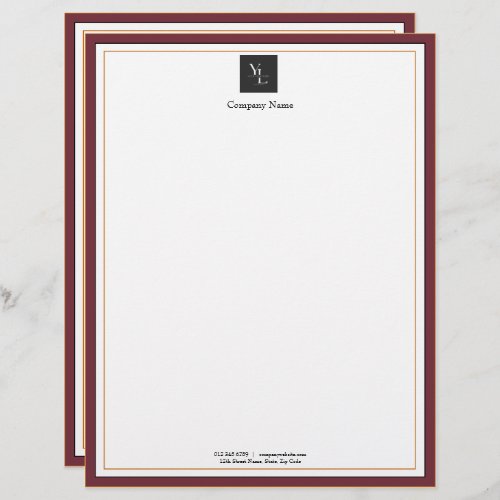 Modern Red White Gold with Logo Business Letterhead