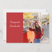Modern Red White Grad Photo Graduation 2024 Invitation (Back)