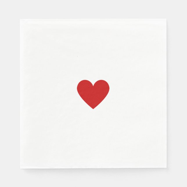 Modern Red White Heart Elegant Love Chic Custom Napkins (Front)