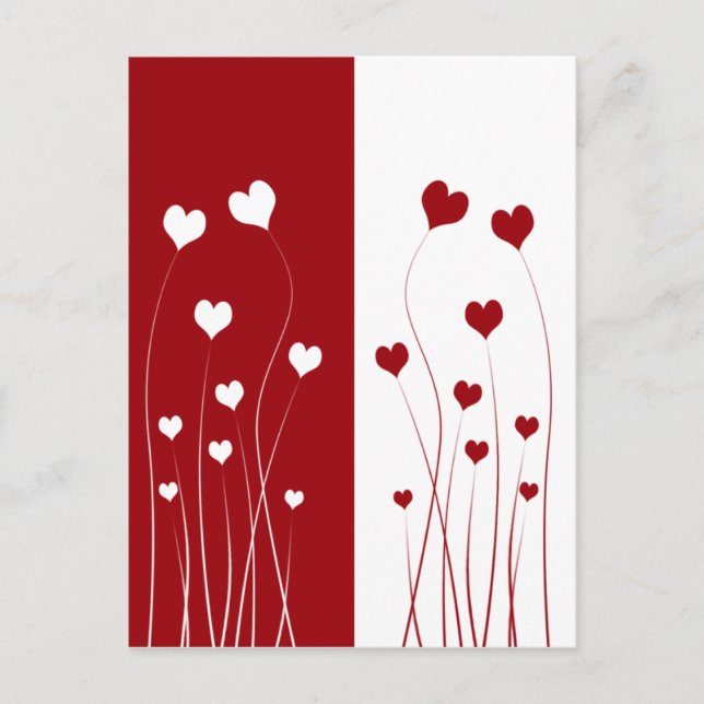 Modern Red White Hearts Postcard (Front)