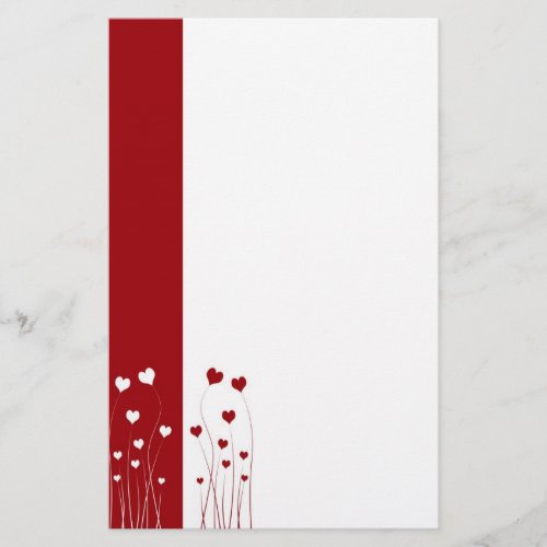 Modern Red White Hearts Stationery