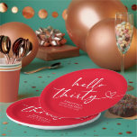 Modern Red White Hello 30th Birthday Paper Plates<br><div class="desc">Celebrate in style with these modern red and white “Hello 30” paper plates. Perfect for serving cake,  snacks,  or dinner,  they add a bold and elegant touch to your 30th birthday party. A fun and coordinated detail that makes your milestone celebration look effortlessly stylish</div>
