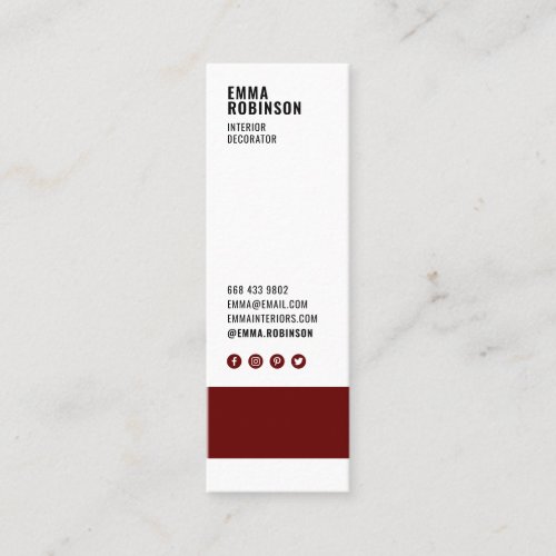 Modern red white interior decorator paint chip mini business card