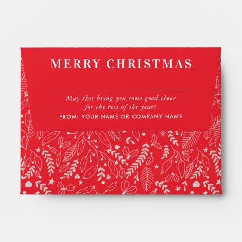 Modern Red White Merry Christmas Pattern Money Envelope