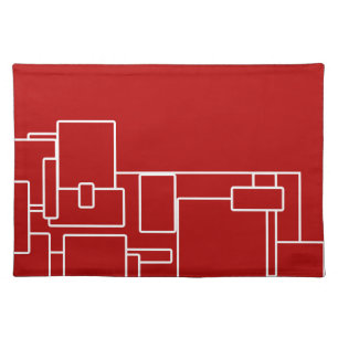 Modern Red & White Minimalistic Design Cloth Placemat