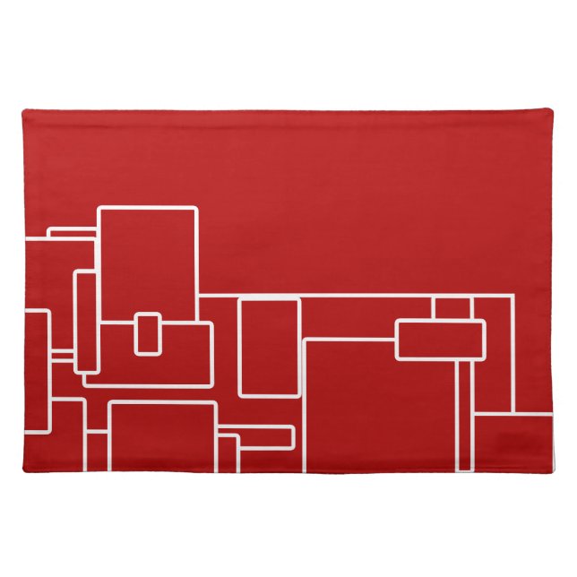 Modern Red & White Minimalistic Design Cloth Placemat (Front)