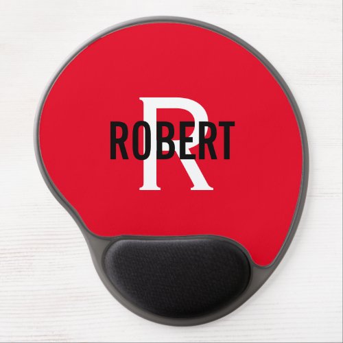 Modern red white monogram men name mouse pad