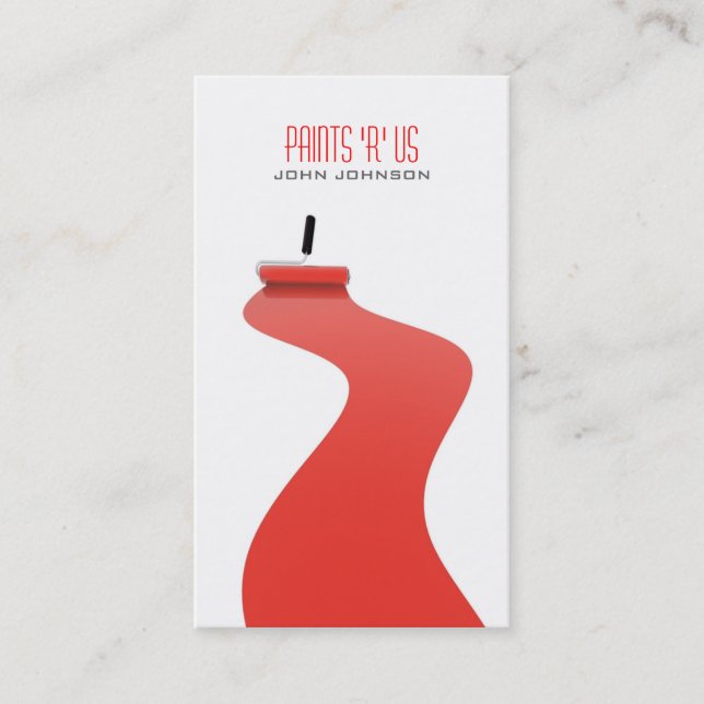 Modern Red White Painter Template Business Card (Front)