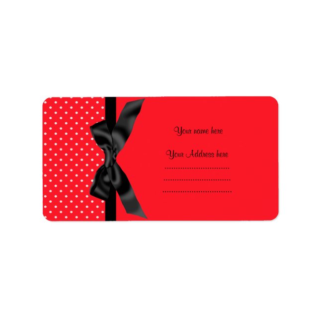 MODERN RED WHITE POLKA DOT ADDRESS LABEL (Front)
