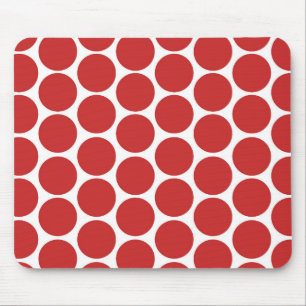 MODERN RED, WHITE POLKA DOTS MOUSE PAD