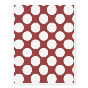 Modern Red White Polka Dots Pattern Temporary Tattoos