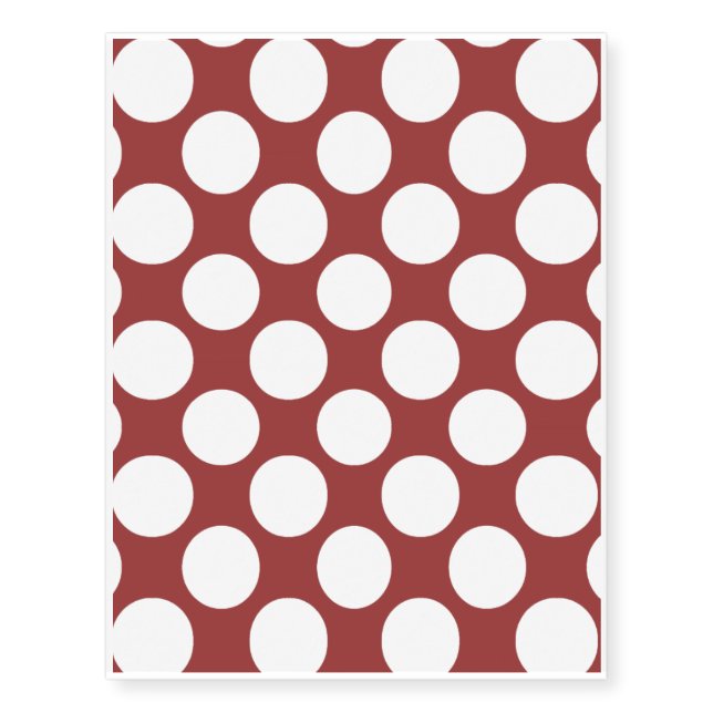 Modern Red White Polka Dots Pattern Temporary Tattoos (Front)