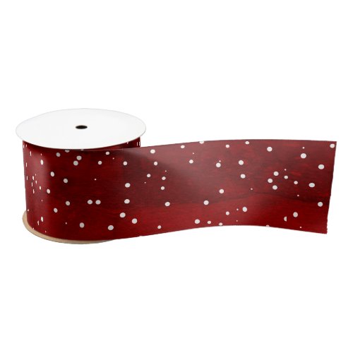 Modern red white snow polka dots pattern  satin ribbon