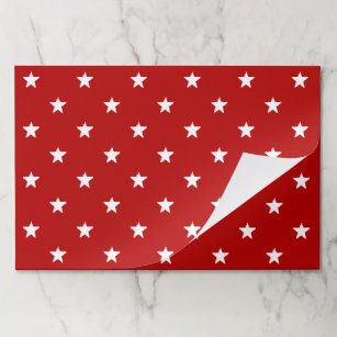 Modern red & white stars pattern paper placemats