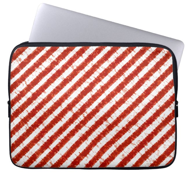 Modern Red White Stripe Elegant Stylish Pattern  Laptop Sleeve (Front)