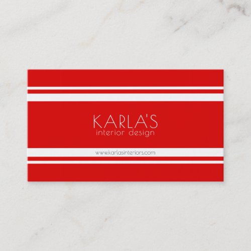 Modern Red  White Stripes Business Card