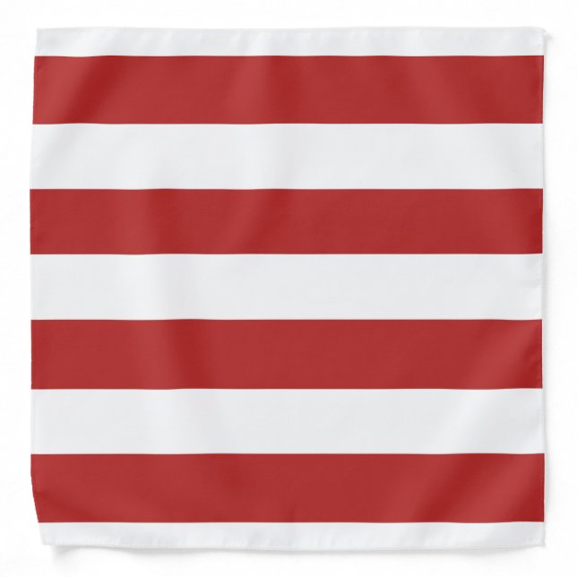 Modern Red White Stripes Pattern Bandana (Front)