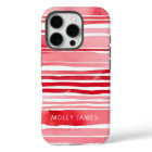 Modern Red White Stripes Personalized Name