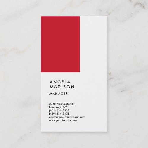 Modern Red White Trendy Manager Consultant Business Card