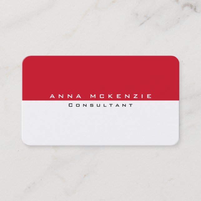 Modern Red White Unique Trendy Creative Business Card (Front)