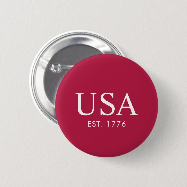 Modern Red White USA Established 1776 Button (Front & Back)