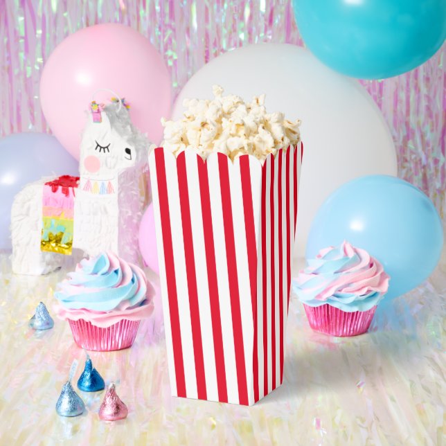 Modern red white vertical stripes pattern gift favor boxes (Party)