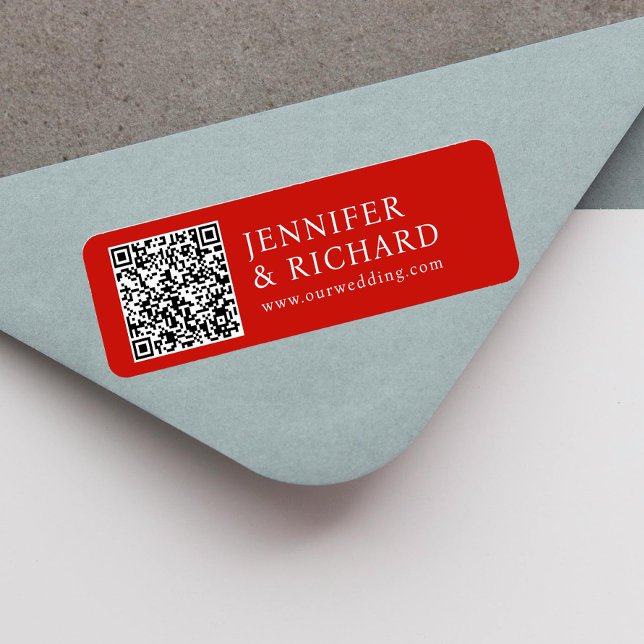  Modern Red White Web Promotional QR Code Address  Label (Creator Uploaded)