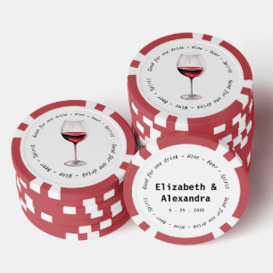 Modern Red Wine Drink Voucher Wedding Poker Chips