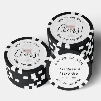 Modern Red Wine Drink Wedding Poker Chips