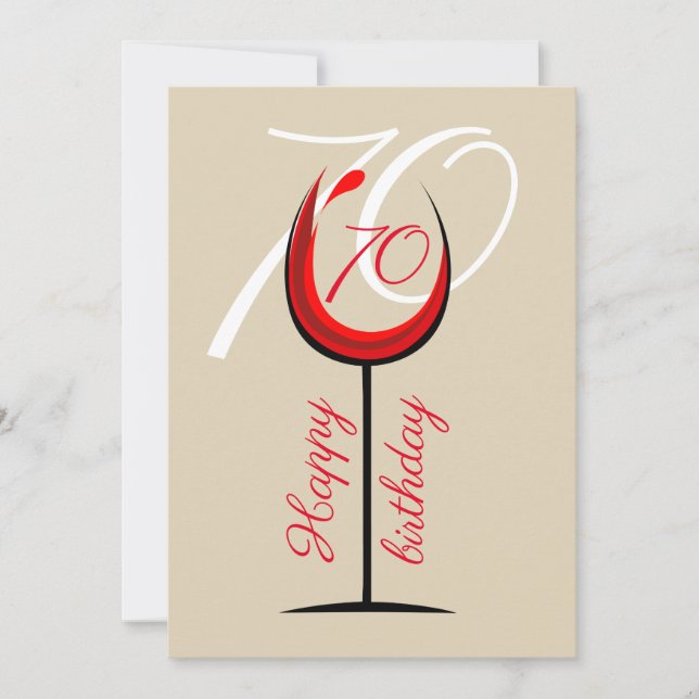 Modern Red Wine Glass 70th Birthday (Front)