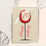 Modern Red Wine Glass 70th Birthday Card<br><div class="desc">Modern Red Wine Glass 70th Birthday Card. The design has an abstract red wine glass with an age number in it and on the background is the number in white color. You can change the age number with any other age. Great for a woman or a man who celebrates the...</div>
