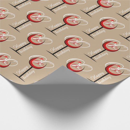 Modern Red Wine Glass Pattern 60th Birthday Gift Wrapping Paper