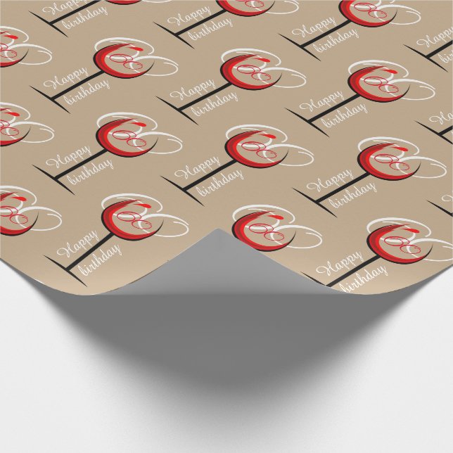 Modern Red Wine Glass Pattern 60th Birthday Gift Wrapping Paper (Corner)