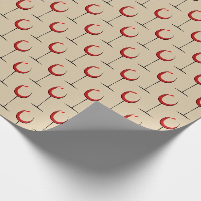 Modern Red Wine Glass Pattern Gift  Wrapping Paper (Corner)