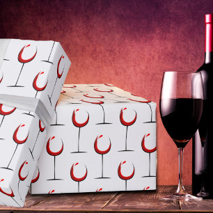 Modern Red Wine Glass Pattern Gift   Wrapping Paper