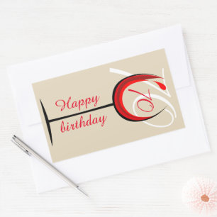 Modern Red Wine Glass Script 70th Birthday Rectangular Sticker