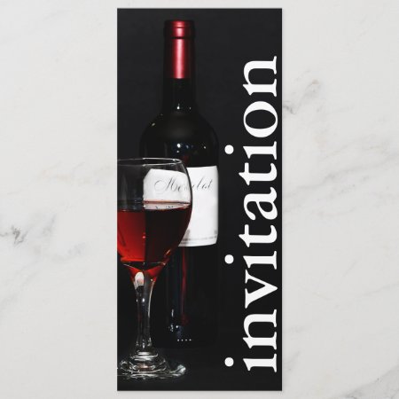 Modern Red Wine Glass - Winetasting Bridal Shower Invitation