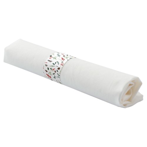 Modern Red Winter Berry Botanical Christmas Napkin Bands