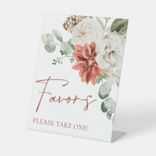 Modern Red Winter Christmas Holiday Favors Sign