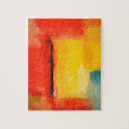 Modern Red Yellow Abstract Painting Jigsaw Puzzle