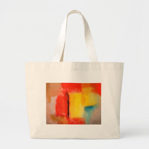 Modern Red Yellow Abstract Painting Large Tote Bag