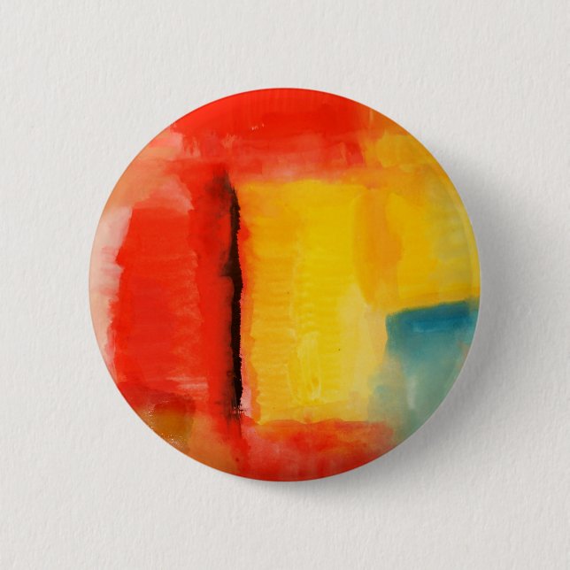 Modern Red Yellow Abstract Painting Pinback Button (Front)