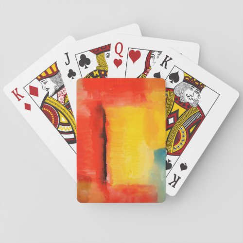 Modern Red Yellow Abstract Painting Poker Cards