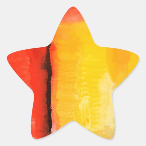 Modern Red Yellow Abstract Painting Star Sticker