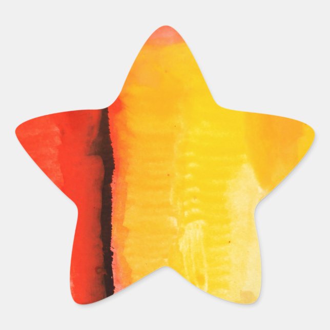 Modern Red Yellow Abstract Painting Star Sticker (Front)