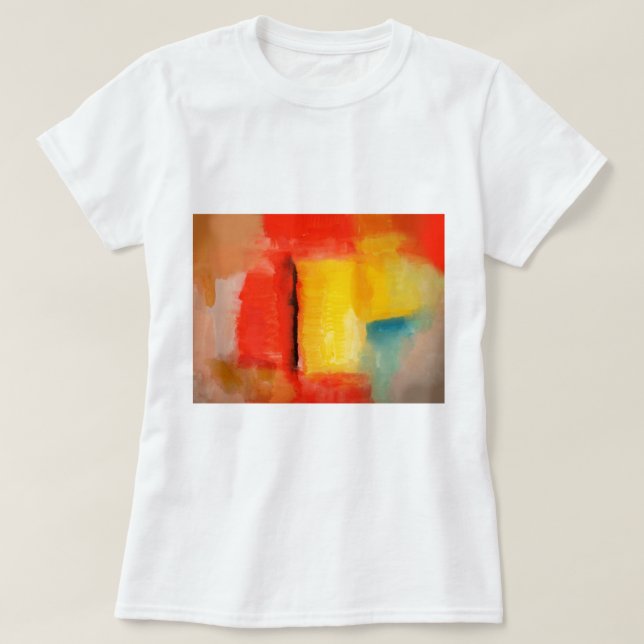 Modern Red Yellow Abstract Painting T-Shirt (Design Front)