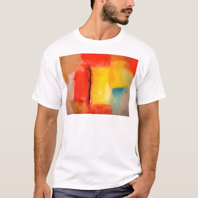 Modern Red Yellow Abstract Painting T-Shirt (Front)