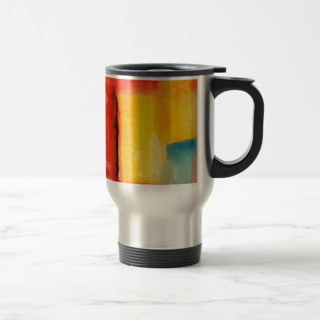 Modern Red Yellow Abstract Painting Travel Mug (Right)